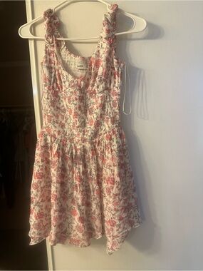 Hollister Cream Sundress with Pink Floral Print